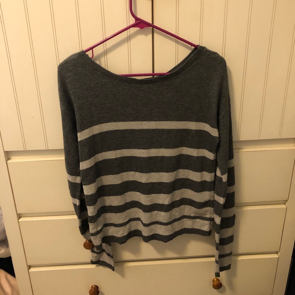 Dark grey and white sweater